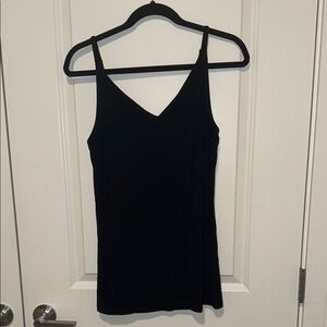 Elegant Black Women's Ribbed V Neck Tank Top